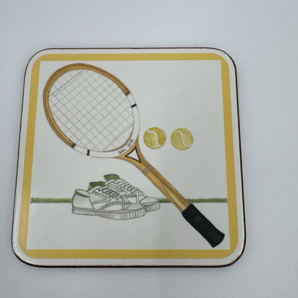 Pimpernel Tennis Set Point Coaster Set Boxed 6‎ Square England Original Box
